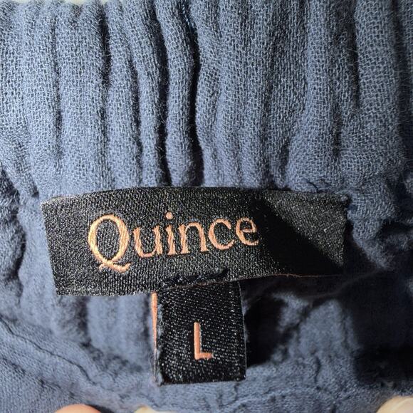 Quince Pants L Organic Cotton Gauze Straight Leg Black and Navy Lot of Two Pairs - Picture 9 of 16